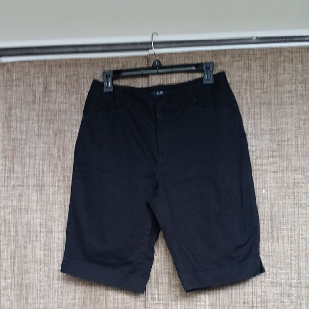 Chaps Black Twill Cotton Bermuda Shorts